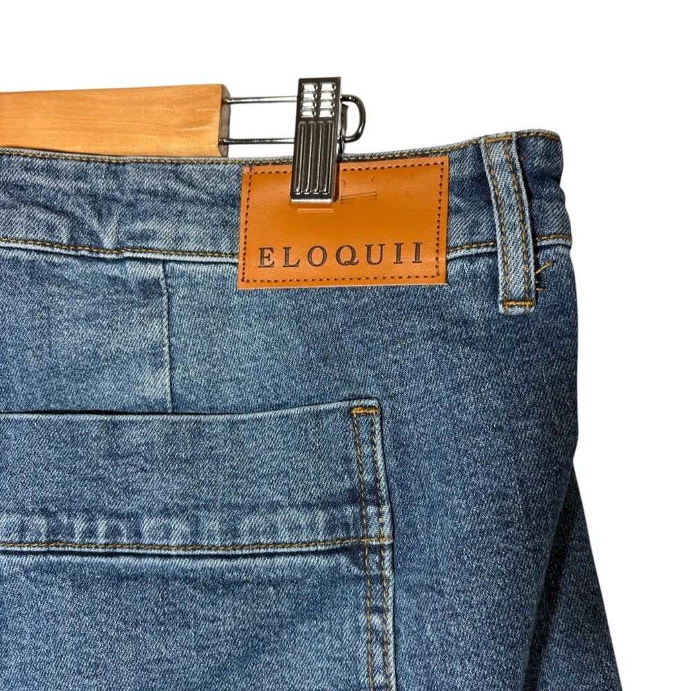 ELOQUII | Women's Blue Cropped Wide Leg Denim Jeans size 18 Stretch Cotton NEW - Picture 12 of 16